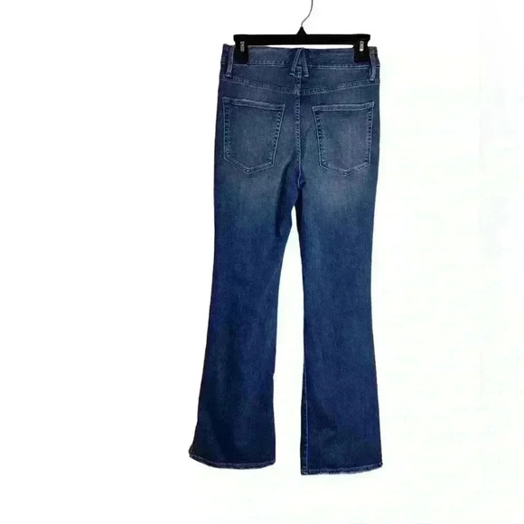 Good AMERICAN GOOD FLARE RIPPED SPLIT HEM FLARE JEANS IN BLUE458 SIZE 6/28 - Picture 7 of 10